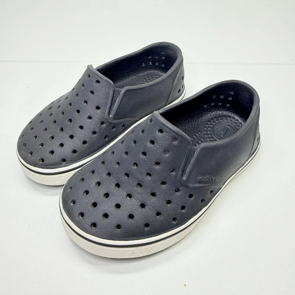 Native Miles Slip On Kids Size C8 Black Perforated Water Shoes Summer Sneakers